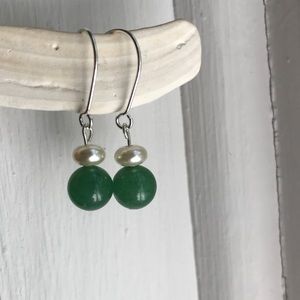 Handmade Aventurine Green Quartz Minimalist Dainty Earrings